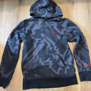 Kids Black Patterned Hoodie
